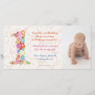Baby-Baby-1. Geburtstag danken Ihnen Foto-Karte Dankeskarte