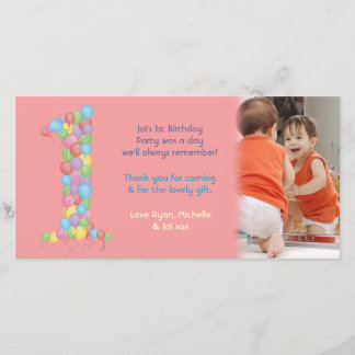 Baby-Baby-1. Geburtstag danken Ihnen Foto-Karte Dankeskarte