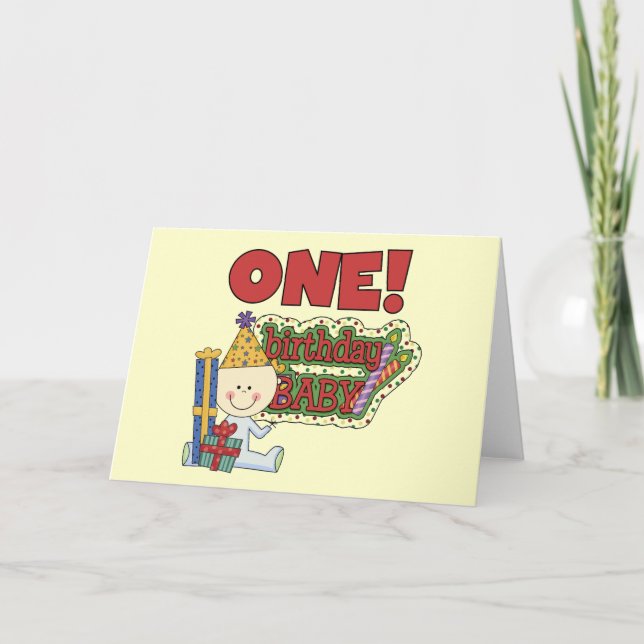 Baby Baby 1. Geburtstag - Hemden und Geschenke Karte (Vorderseite)