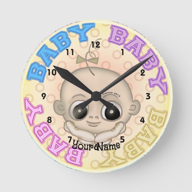 Baby Baby Face Runde Wanduhr (Vorderseite)