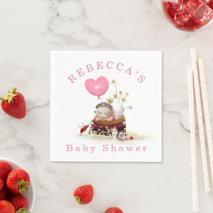 Baby Baby Girl Illustration Name Baby Shower Serviette