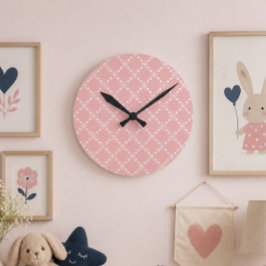 Baby Baby rosa mit weißen Blumen Runde Wanduhr