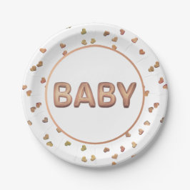 Baby Balloon | Elegante Rose Gold Baby Dusche Pappteller