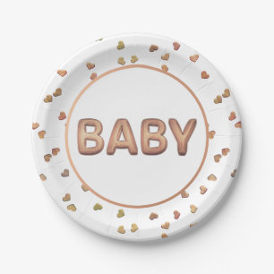 Baby Balloon Elegante Rose Gold Baby Dusche Pappteller