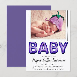 Baby Balloon Royal Violet Lila Baby Dusche Ankündigung