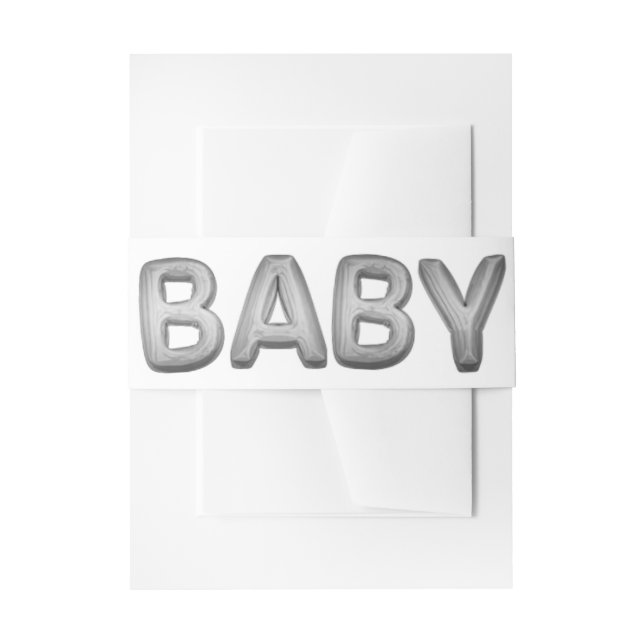 Baby Balloon | Unisex Silver Shower oder Reveal Einladungsbanderole (Vorderseite Beispiel)