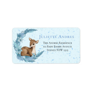 Baby Bambi Blue Clouds Stars Rücksendeadresse Adressaufkleber