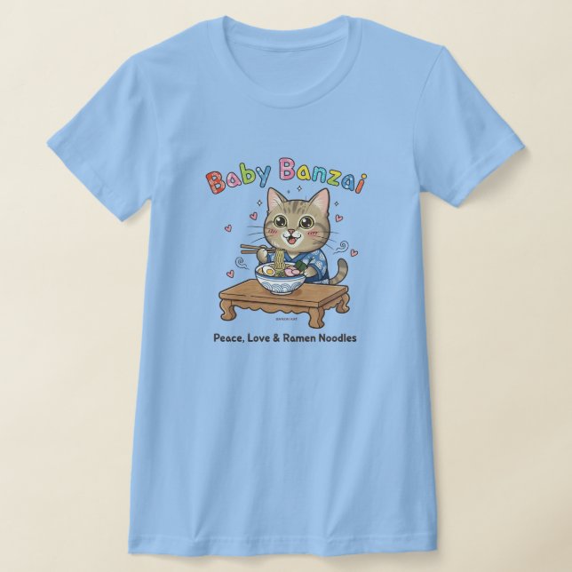 Baby Banzai Kat Peace, Love & Ramen Noodles T-Shirt (Ablage )