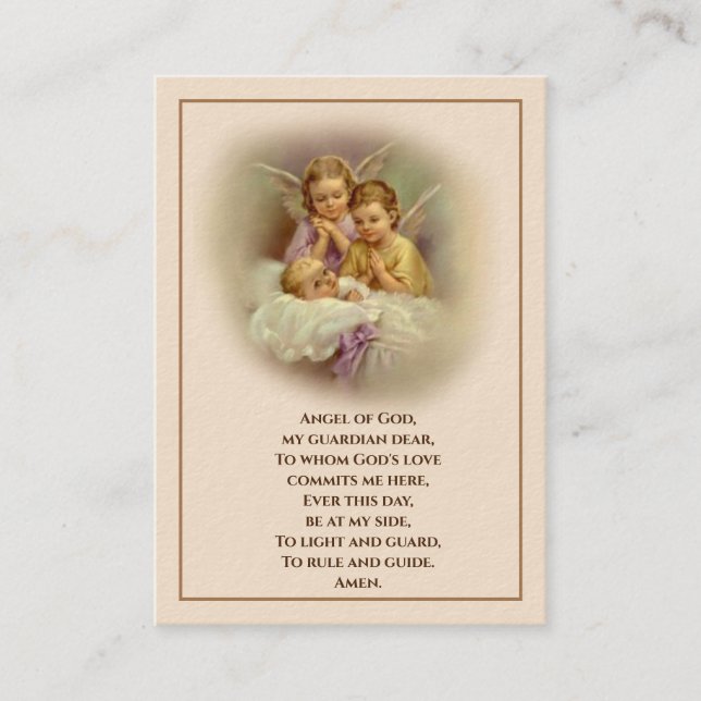 Baby Baptismal Remembrans Angels Holy Card Visitenkarte (Vorderseite)