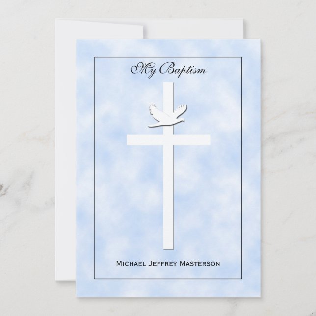Baby Baptisse Christening Invitation Boy Einladung (Vorderseite)