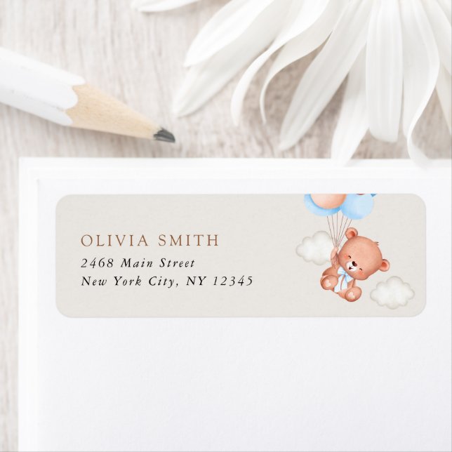 Baby Bär, Teddy Bär, Blue Balloons, Babydusche (Insitu)