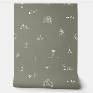 Baby Barnyard Minimalistisch Wallpaper Tapete