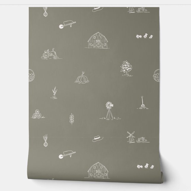 Baby Barnyard Minimalistisch Wallpaper Tapete (Abrollen)