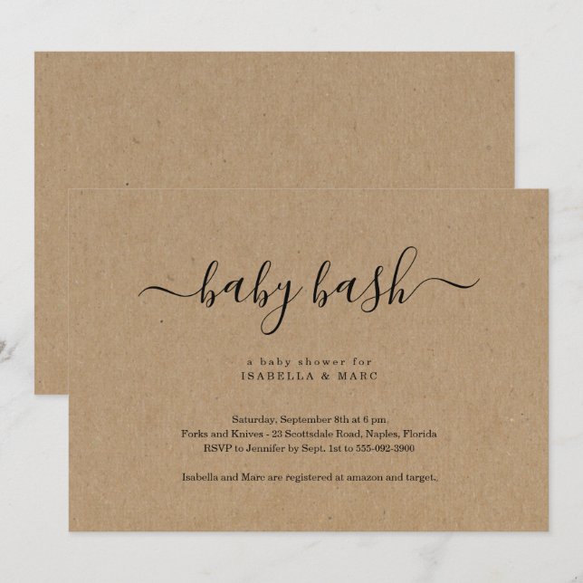 Baby Bash Baby Shower Einladung (Vorne/Hinten)