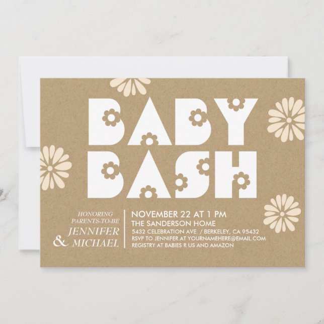 Baby Bash | Baby Shower Einladungen Kraft Paper v1 (Vorderseite)