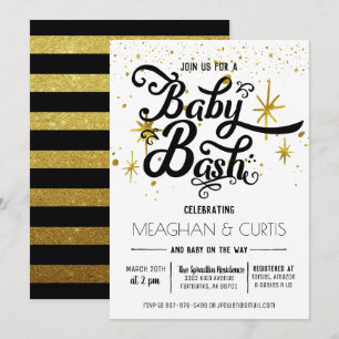 Baby Bash Einladung   Schwarz, Weiß & Gold