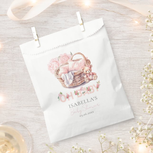 Baby Basket Floral Elegant Baby Shower Geschenktütchen (Ausgeschnitten)