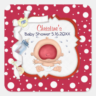 Baby Bawling Funny Neutral Baby Shower Quadratischer Aufkleber