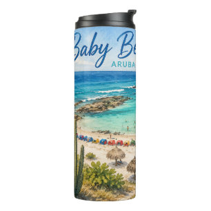 Baby Beach Aruba Karibik Reise Souvenir Thermosbecher