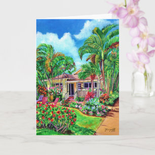 Baby Beach Bungalow Hawaiian Vacation House Card Karte