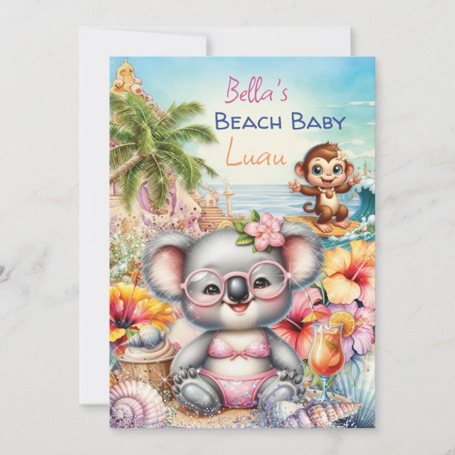 Baby Beach Party Einladung (Vorderseite)