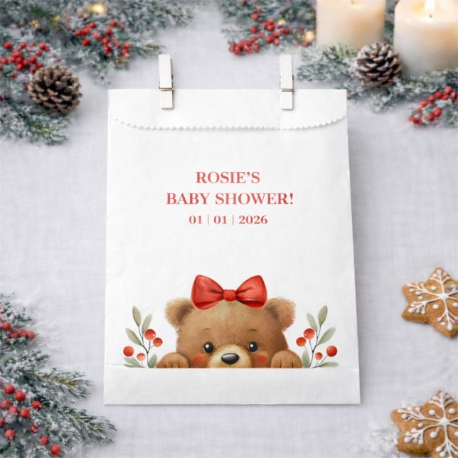 Baby Bear And Rowan Berries Baby Shower Geschenktütchen (Baby Bear And Rowan Berries Baby Shower Favor Bag)