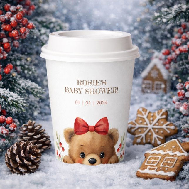 Baby Bear And Rowan Berries Baby Shower Pappbecher (Baby Bear And Rowan Berries Baby Shower Paper Cups)