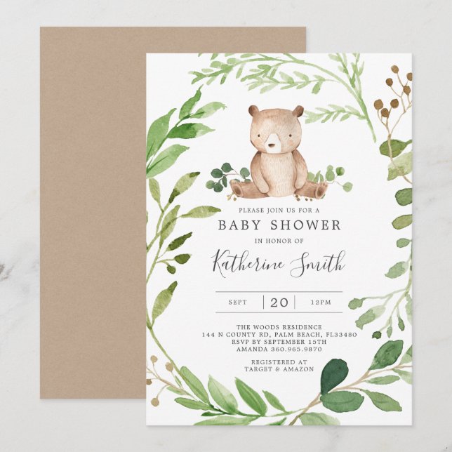 Baby Bear Baby Shower Einladung (Vorne/Hinten)