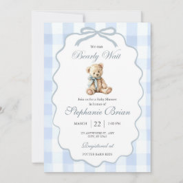 Baby Bear Baby Shower Invitation Editable Pale Blu Einladung