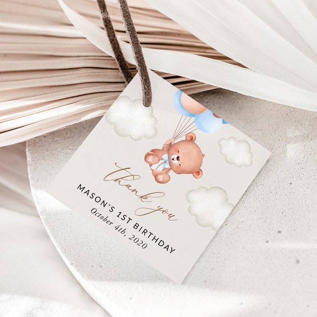 Baby Bear, Blue Balloons, erster Geburtstag Geschenkanhänger (Von Creator hochgeladen)