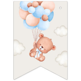 Baby Bear, Blue Balloons, erster Geburtstag Wimpelkette