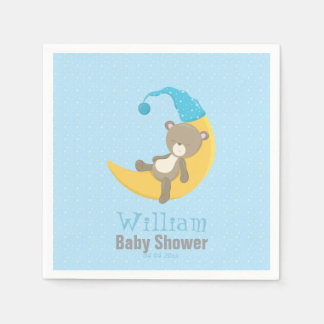 Baby Bear Blue Schlafen auf dem Mond II Serviette