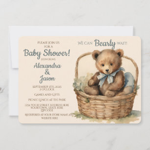 Baby Bear Boys Bearly Wait Baby Dusche Einladung