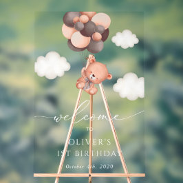 Baby Bear, Braune Balloons, Erster Geburtstag Will Acrylschild