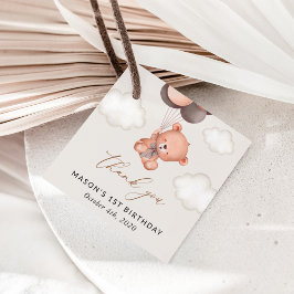 Baby Bear, Brauner Balloons, erster Geburtstag Geschenkanhänger