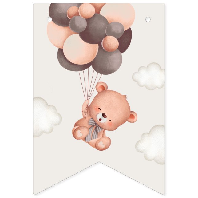 Baby Bear, Brauner Balloons, erster Geburtstag Wimpelkette (Erste Fahne)