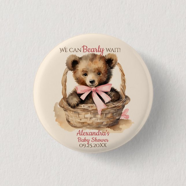 Baby Bear Cub Girls Babydusche Button (Vorderseite)