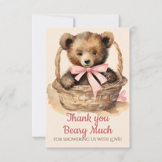 Baby Bear Cub Girls Babydusche Danke (Vorderseite)