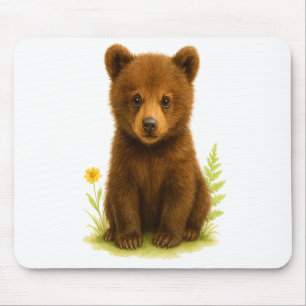 Baby Bear Cub in den Wildblumen Mousepad