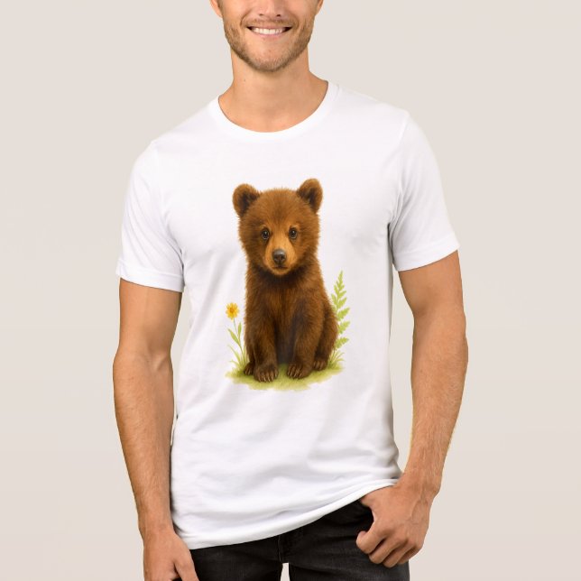 Baby Bear Cub in den Wildblumen Tri-Blend Shirt (Vorderseite)