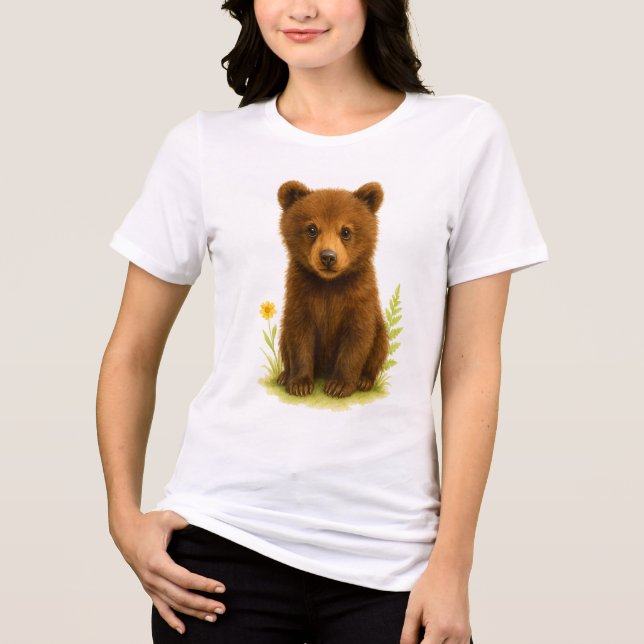 Baby Bear Cub in den Wildblumen Tri-Blend Shirt (Vorderseite)