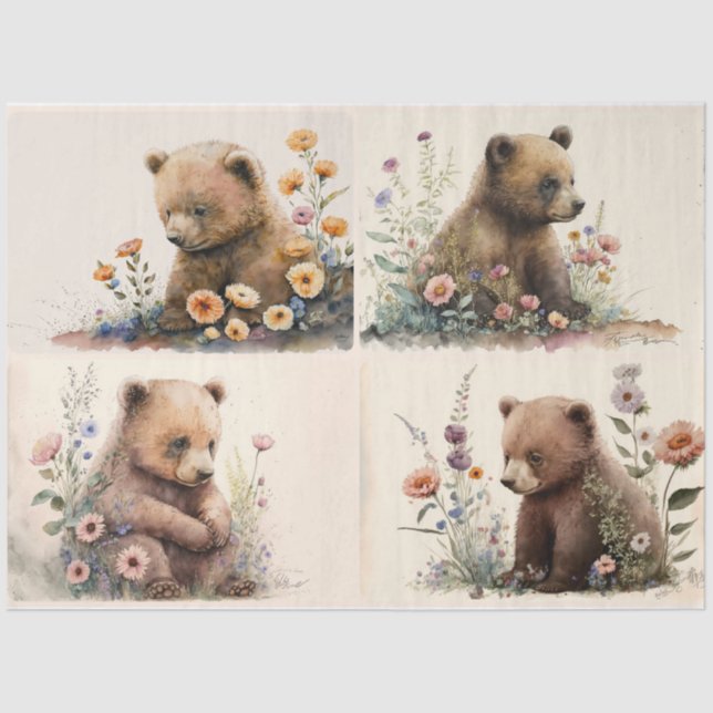 Baby Bear Cubs Tissue Paper Seidenpapier (Vorderseite)