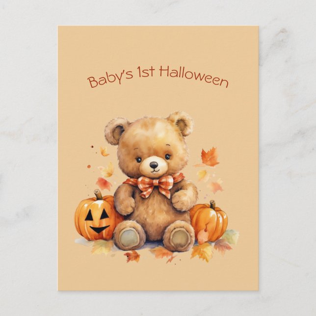 Baby Bear First Halloween Gruß Feiertagspostkarte (Vorderseite)