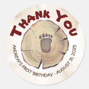 Baby Bear Foot Print Geburtstagsparty Danke Runder Aufkleber