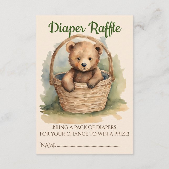 Baby Bear Gender Neutral Baby Duwer Diaper Raffle Begleitkarte (Vorderseite)