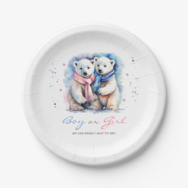 Baby Bear Gender Reveal Boy oder Girl Winter Fall Pappteller