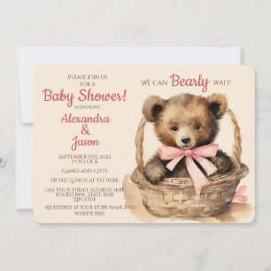 Baby Bear Girl Bearly Wait Baby Dusche Einladung