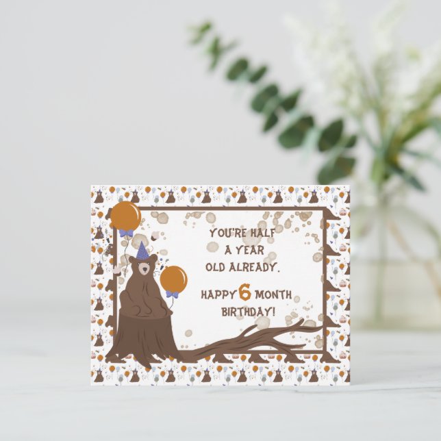 Baby Bear Halbjahr Geburtstagskarte Boy Feiertagskarte (Stehend Vorderseite)