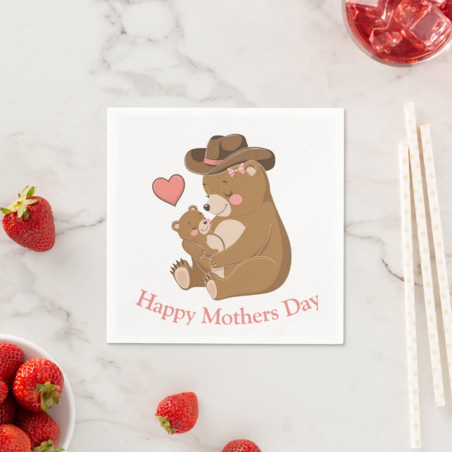 Baby Bear Happy Mother Day Serviette (Beispiel)