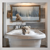 Baby Bear in der Badewanne Bad Kunst